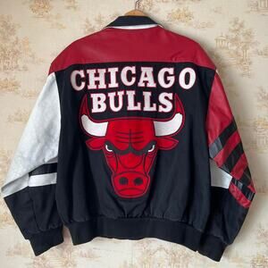 Vtg 90s Jeff Hamilton Chicago Bulls Leather Varsity Jacket | Made in USA | XL